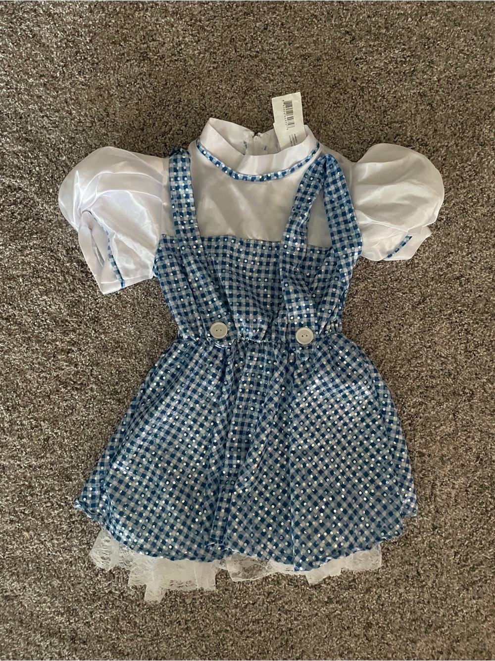 Rubie's girls small Gingham Pinafore Costume with White Puff Blouse